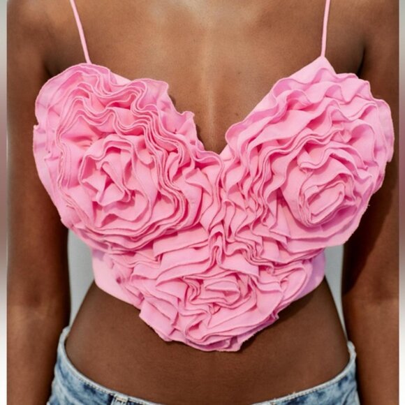 NWT GORGEOUS ZARA VOLUMINOUS HEART CROP TOP - Picture 5 of 16